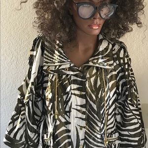 Chic GOLDEN Shimmer ANIMAL Print Anorak JACKET L